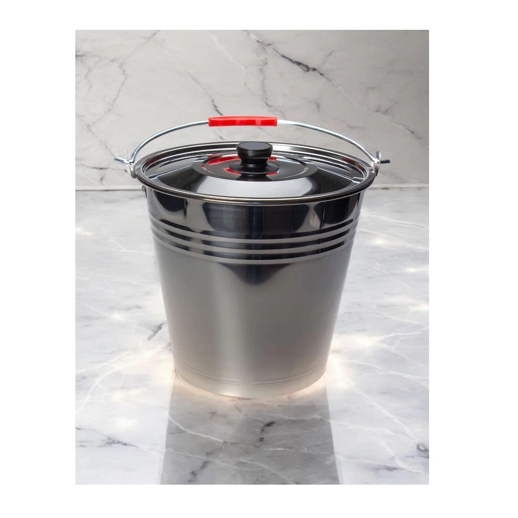 Ведро ТМ Appetite МХ104-12L, нержавеющая сталь, с крышкой, объем 12 л