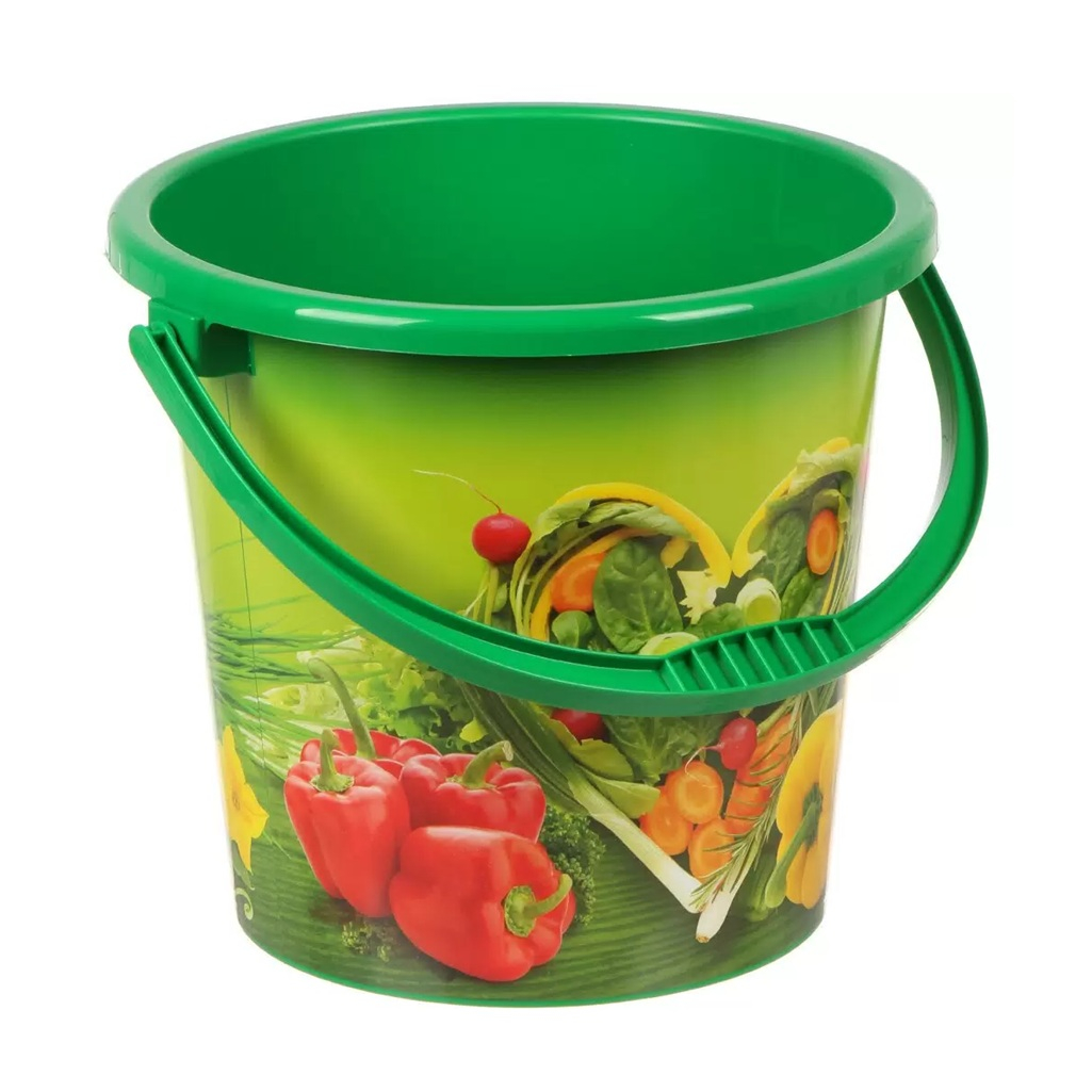 Ведро хозяйственное ВМС Зелёная грядка ВР-5967, пластик, зеленое, 10 л