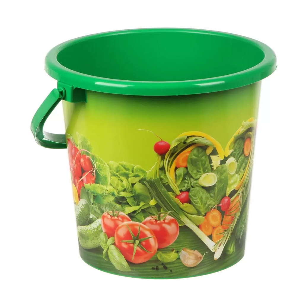 Ведро хозяйственное ВМС Зелёная грядка ВР-5967, пластик, зеленое, 10 л