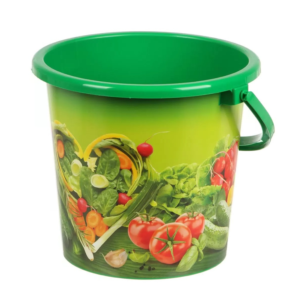 Ведро хозяйственное ВМС Зелёная грядка ВР-5967, пластик, зеленое, 10 л