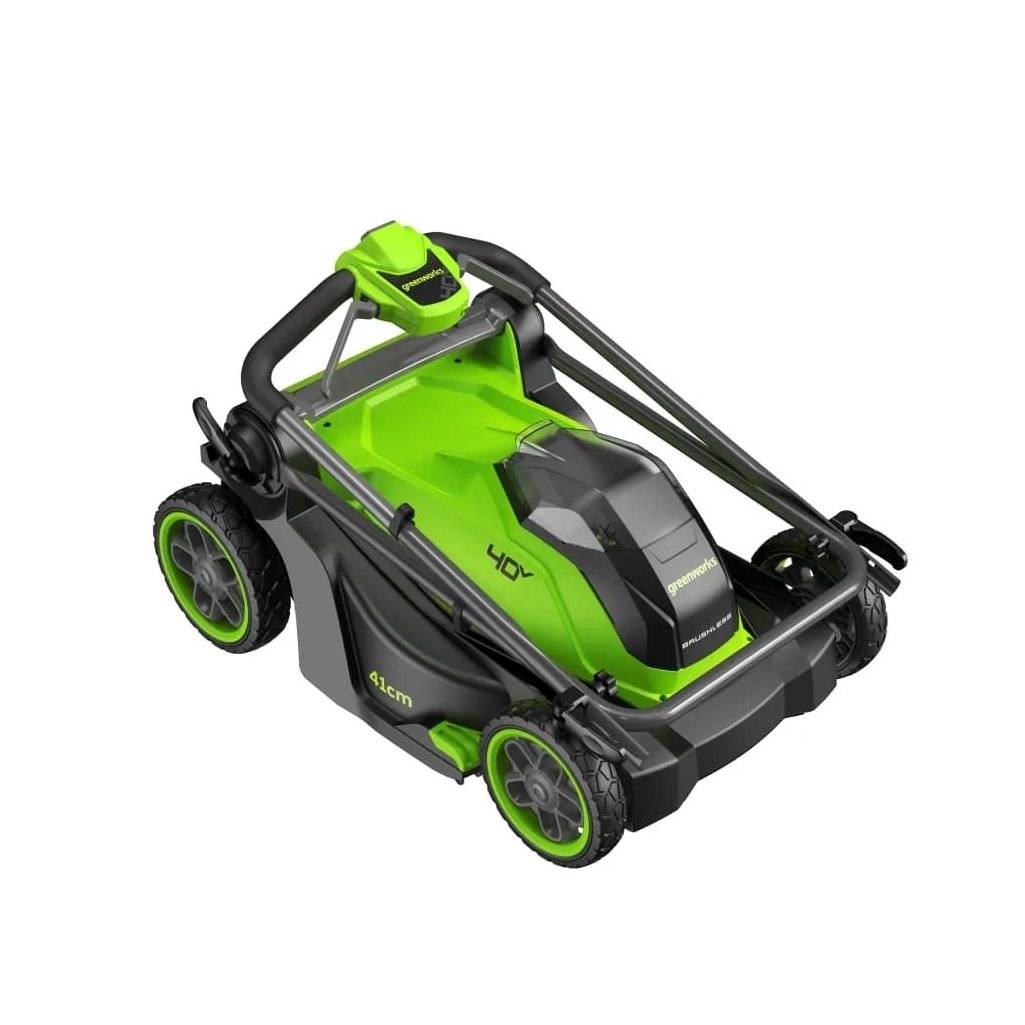 Газонокосилка аккумуляторная Greenworks GD40LM411, травосборник 45 л, АКБ 5 A•ч, зарядное устройство