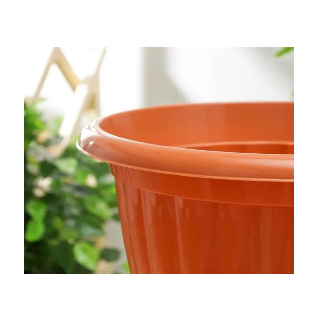 Вазон для цветов Альтернатива Жасмин, на высокой ножке, 18 л, диаметр 418 мм, коричневый, М1329