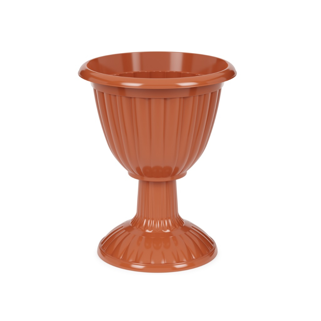 Вазон для цветов Альтернатива Жасмин, на высокой ножке, 18 л, диаметр 418 мм, коричневый, М1329