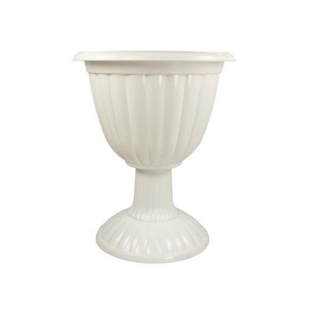 Вазон для цветов Альтернатива Жасмин, на высокой ножке, 18 л, диаметр 418 мм, белый, М1392