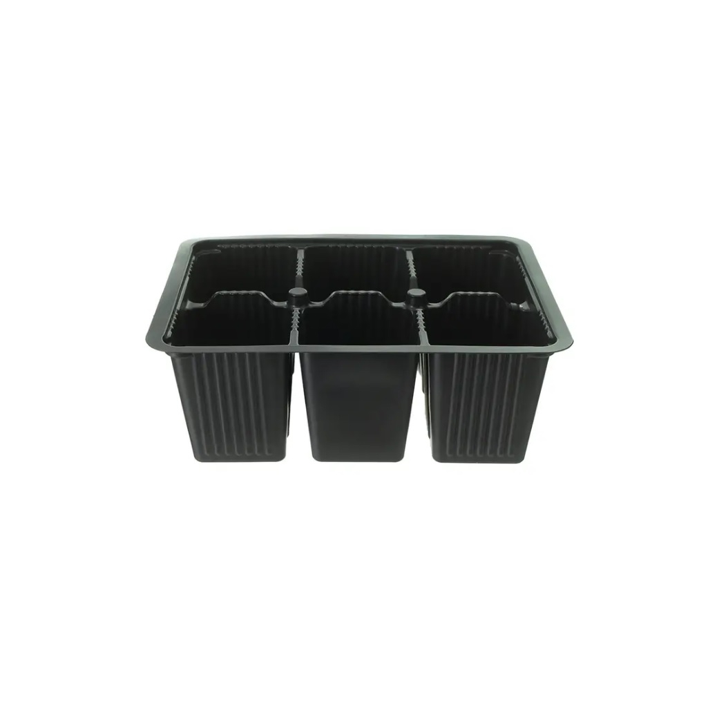 Мини кассета, 6 ячеек 178х130х50 мм, объем 0.17 л, пластик, черный