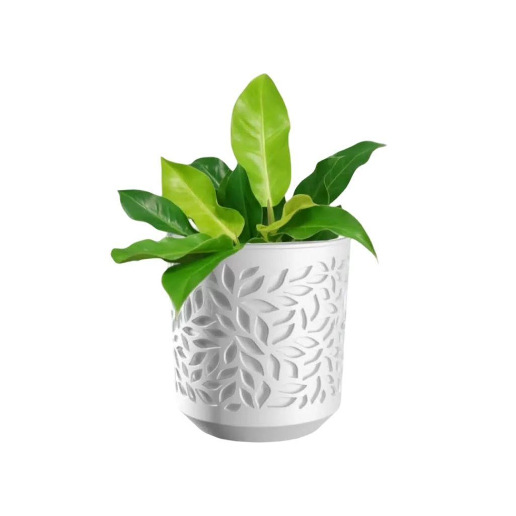 Кашпо BMC Leaves Белый-Белый, диаметр 16 см, высота 17 см, объем 2.5 л