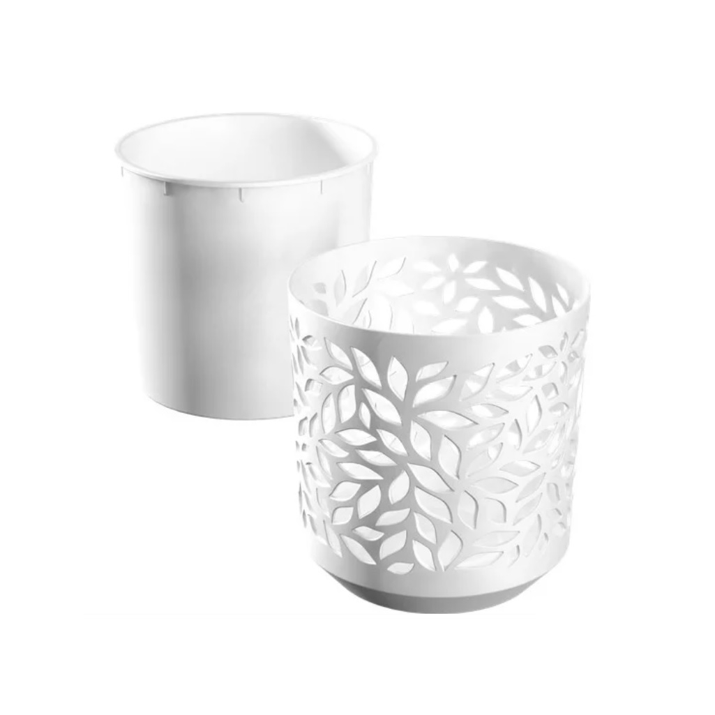 Кашпо BMC Leaves Белый-Белый, диаметр 16 см, высота 17 см, объем 2.5 л
