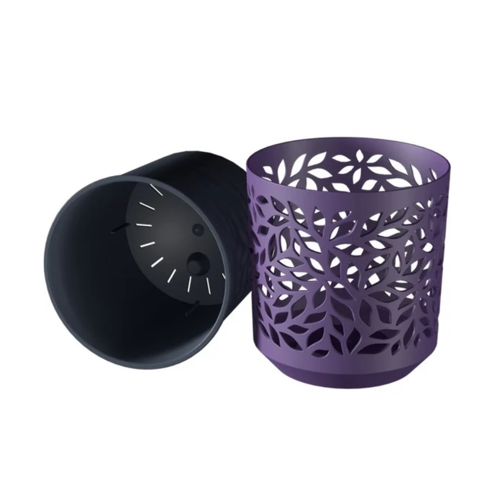 Кашпо BMC Leaves Cлива Антрацит, диаметр 16 см, высота 17 см, объем 2.5 л