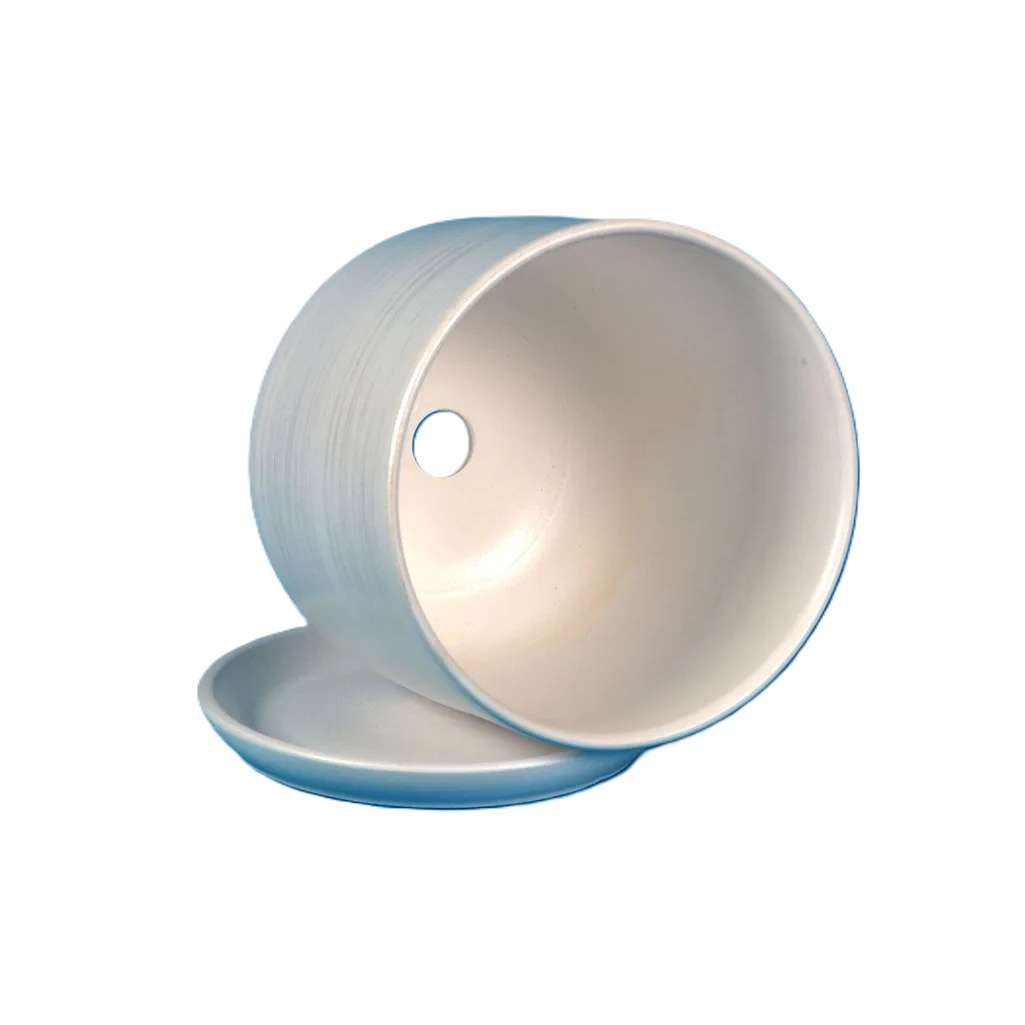 Горшок для цветов Галактика №3 с поддоном, керамика, белый, 13.5х15 см, 1.6 л