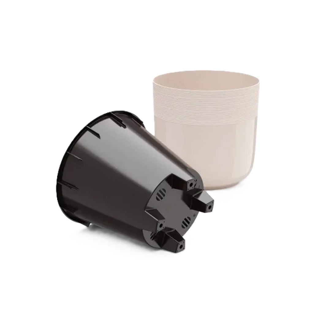 Горшок цветочный Альтернатива Линель двойной, пластик, бежевый, 6 л