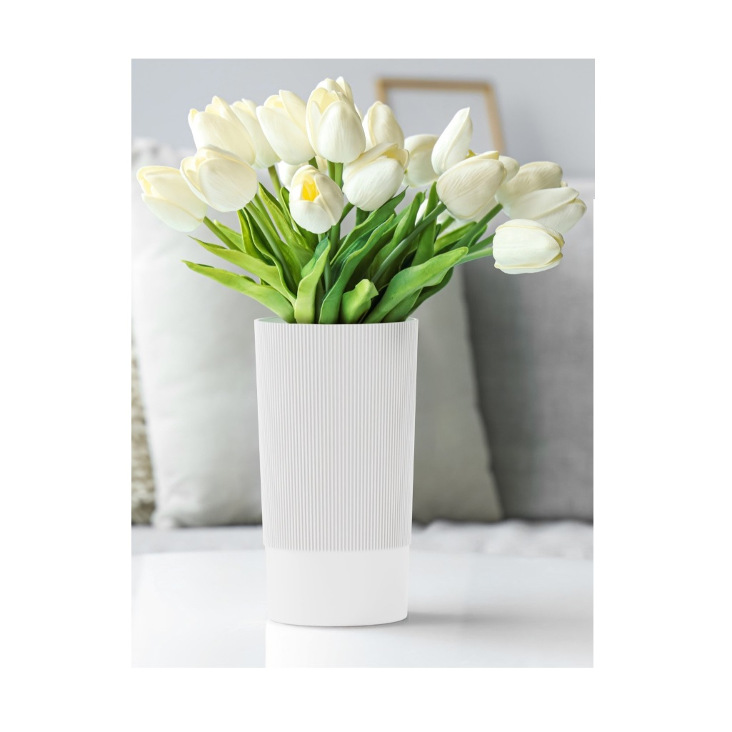 Ваза Альтернатива Версаль, для цветов под срезку, белая, диаметр 150 мм, высота 280 мм