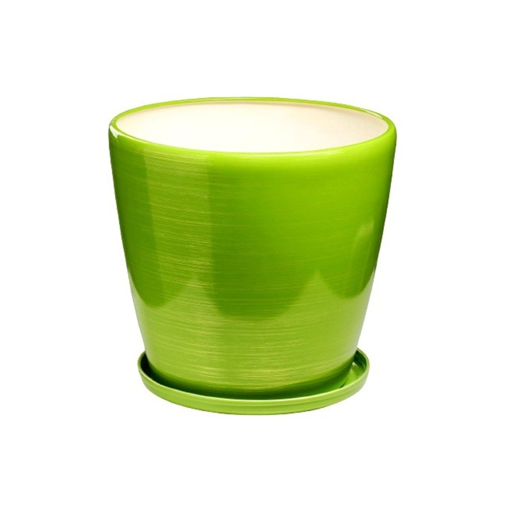 Горшок для цветов Грация с поддоном, керамика, глянец салатный с золотым, 39х40 см, 30 л