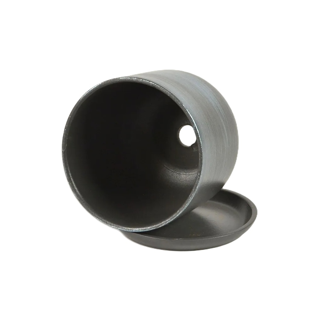 Горшок для цветов Галактика №6 с поддоном, керамика, графит, 24х26 см, 8.5 л