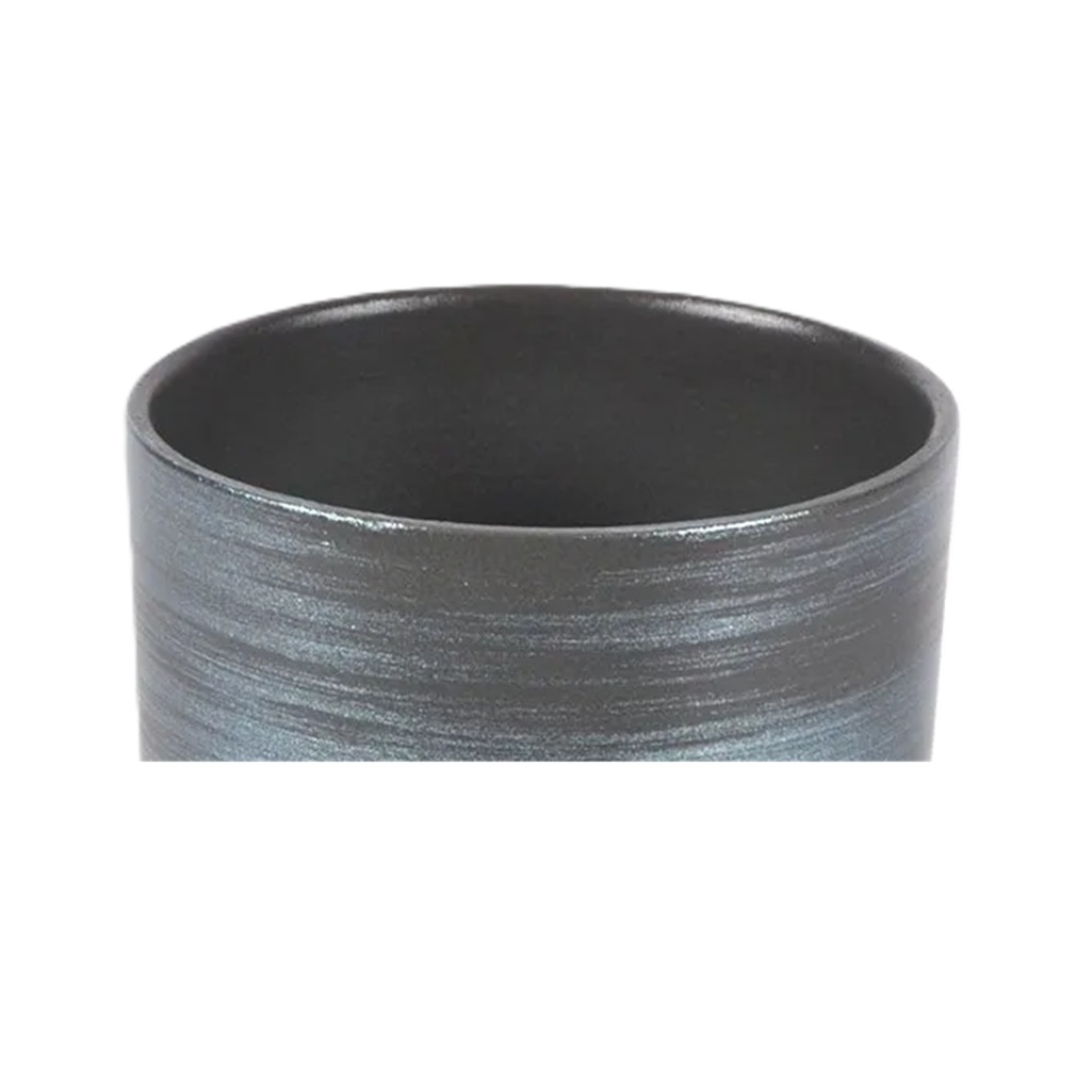 Горшок для цветов Галактика №6 с поддоном, керамика, графит, 24х26 см, 8.5 л