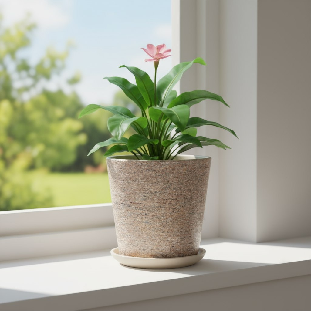 Горшок для цветов Лунный Камень №6, высокий овал, бежевый, 24х26 см, 8.5 л