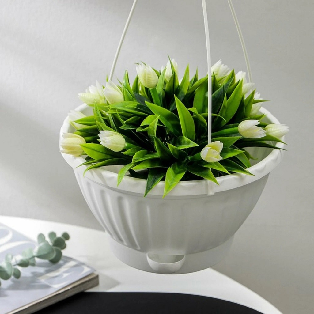 Горшок-кашпо Альтернатива Мирабель UD-197240, подвесной, белый, 2.5 л