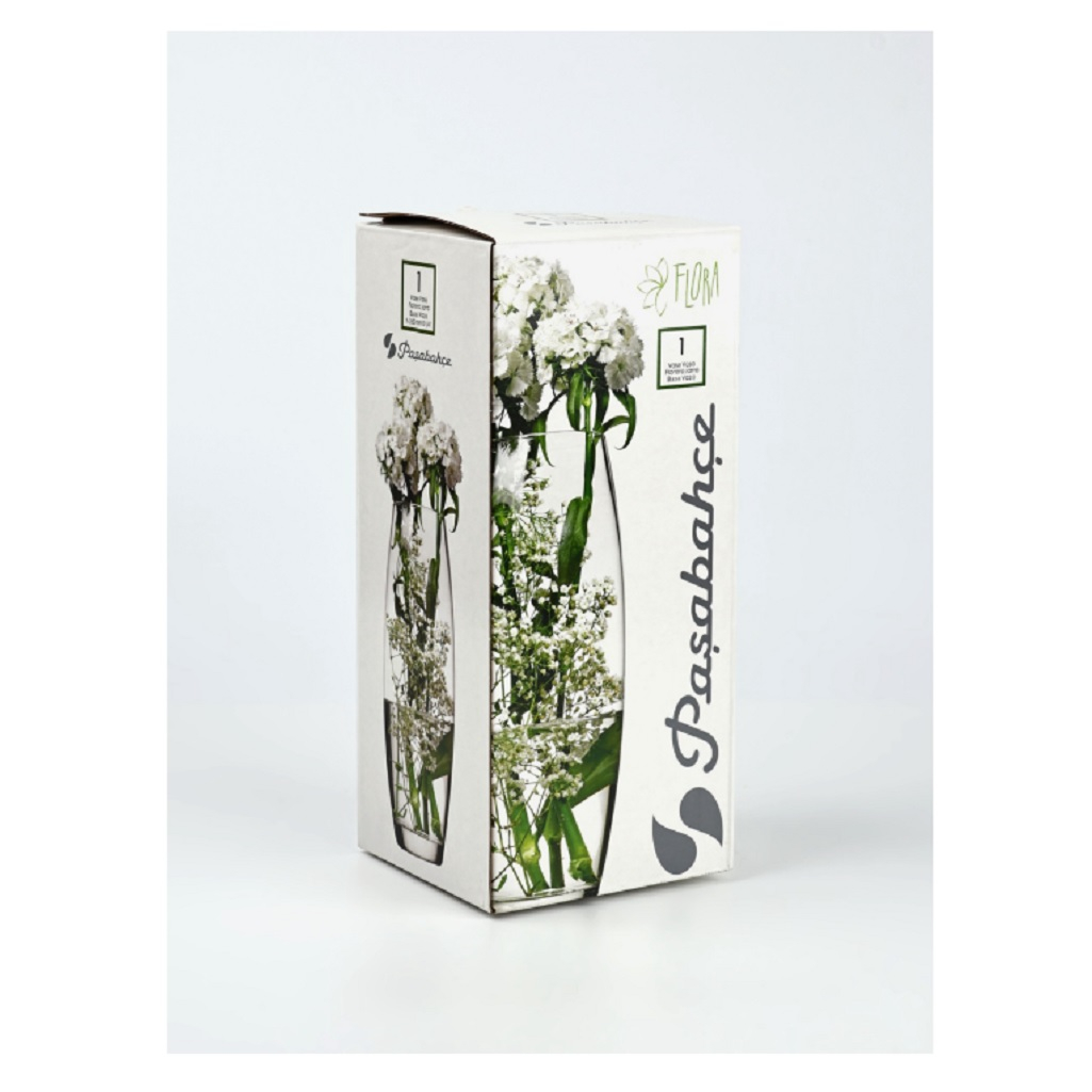 Ваза для цветов Джессика, прозрачное стекло, прямая цилиндрическая, 27 см