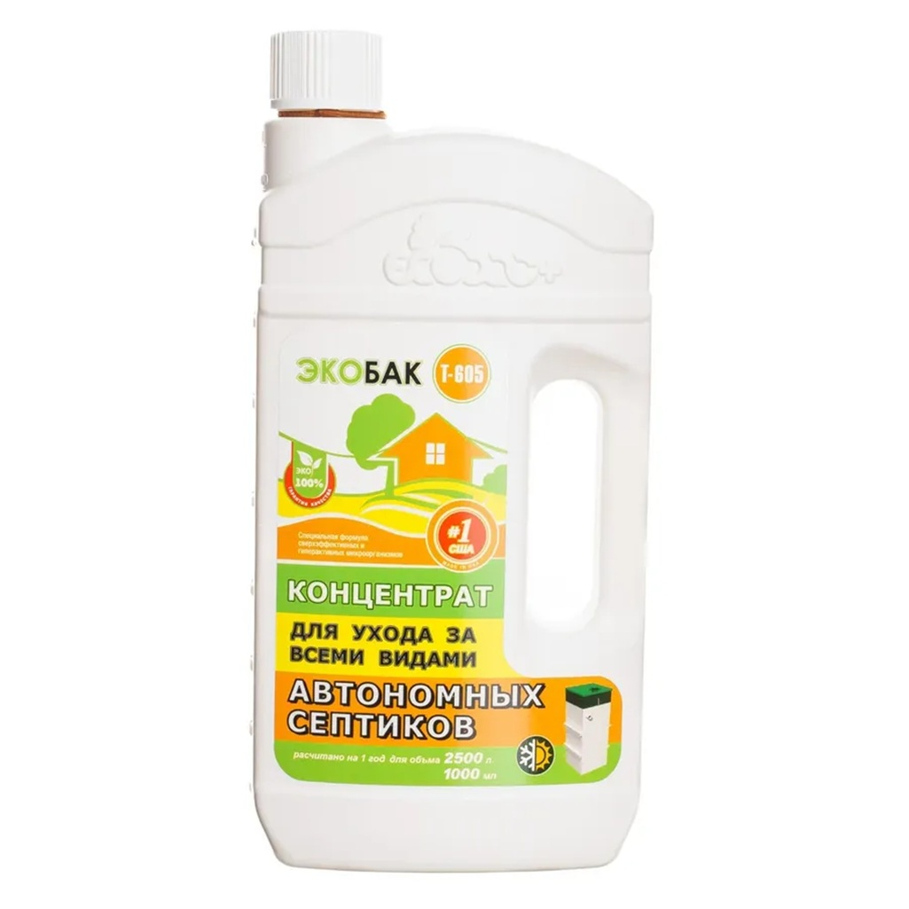 Концентрат для ухода Экобак-Т-605 за всеми видами автономных септиков, 1000 мл