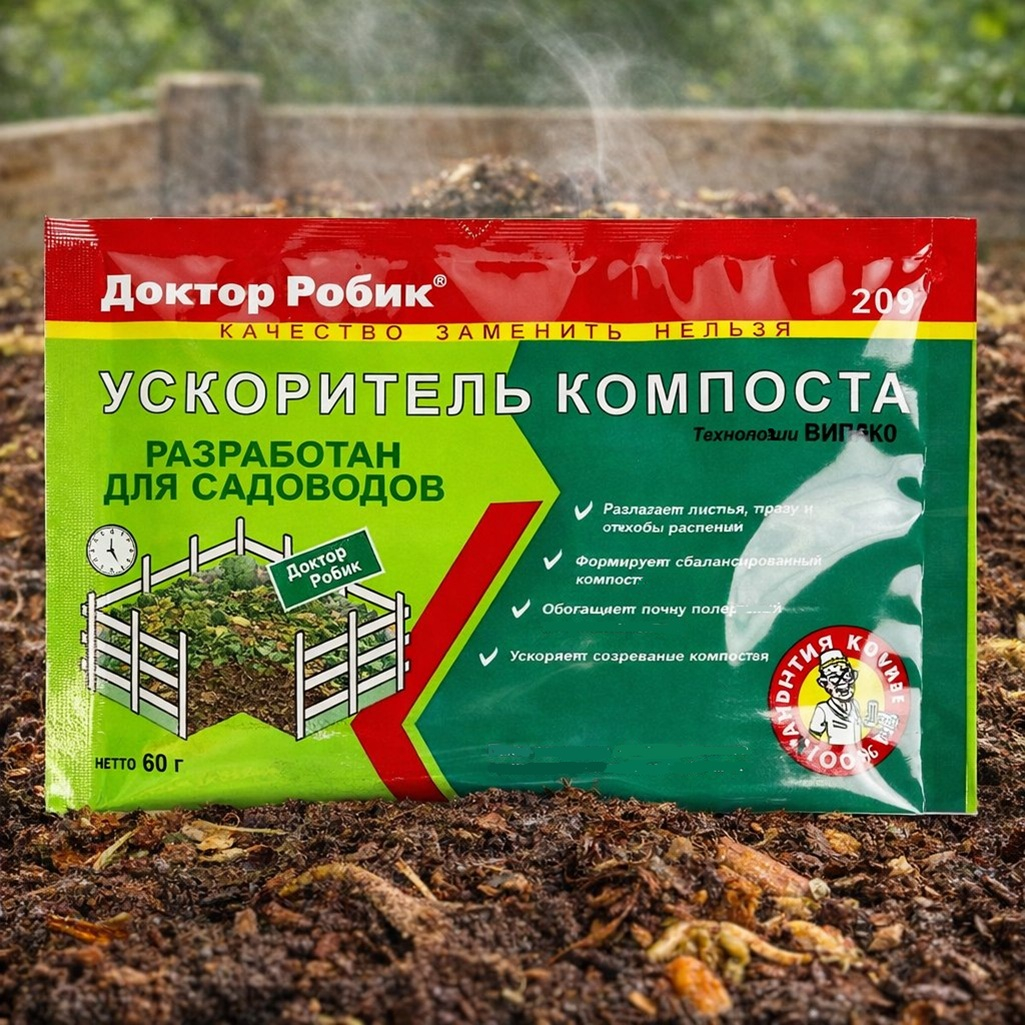Средство ускоритель созревания компоста Доктор Робик 209, 60 г