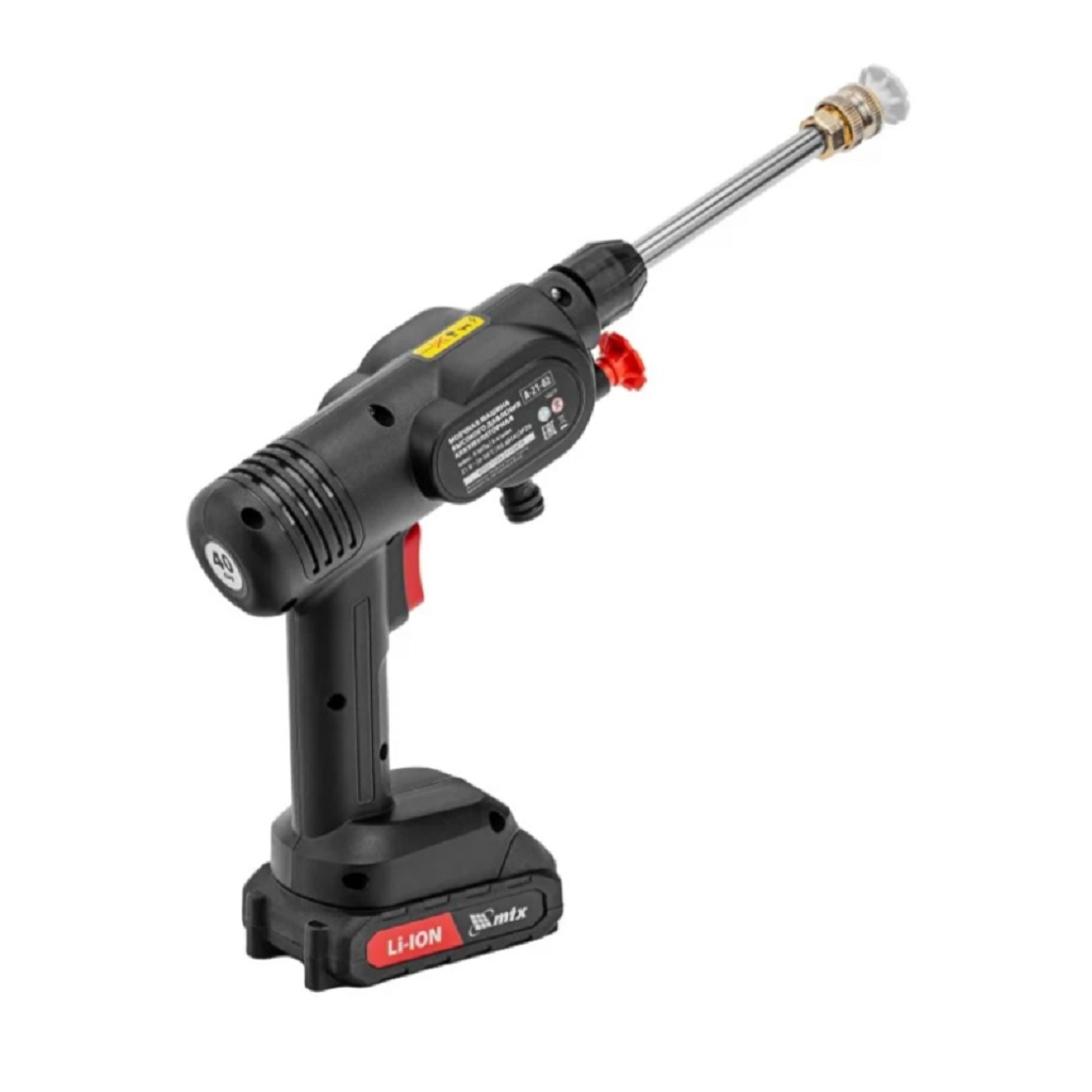 Мойка высокого давления MTX A-21-02, 58211, аккумуляторная, 21В, 2 акк.+з.у, 40 бар, 4 л/мин 