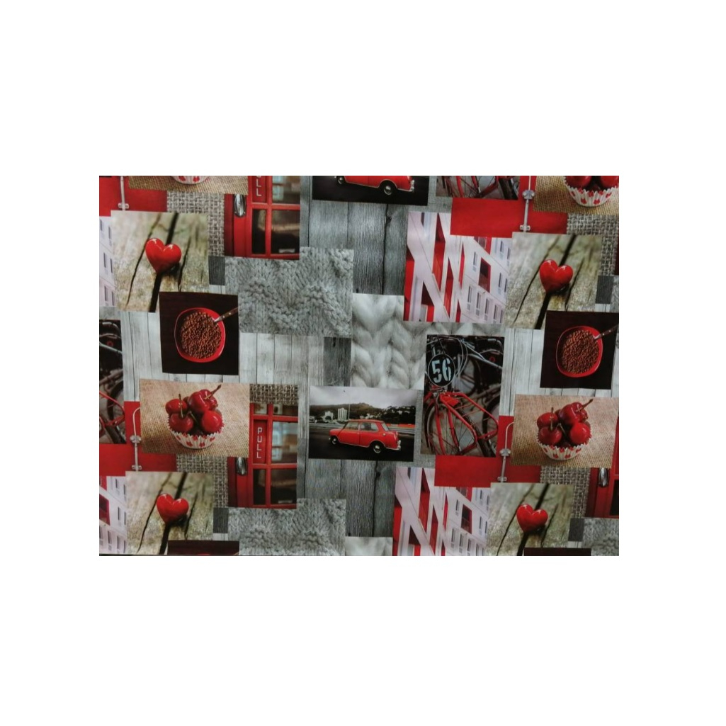 Клеёнка столовая Grace Черешня, ПВХ на нетканой основе, ширина 1370 мм, толщина 0.2 мм