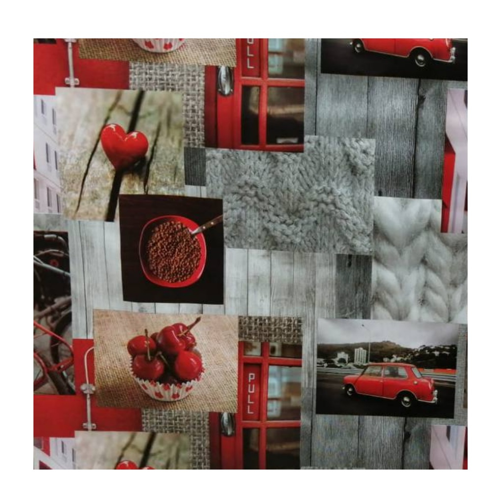 Клеёнка столовая Grace Черешня, ПВХ на нетканой основе, ширина 1370 мм, толщина 0.2 мм