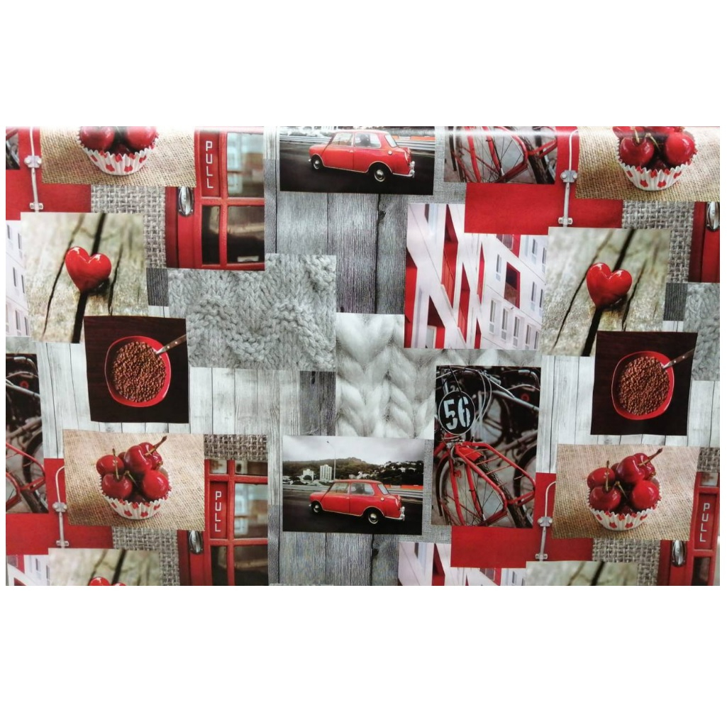 Клеёнка столовая Grace Черешня, ПВХ на нетканой основе, ширина 1370 мм, толщина 0.2 мм