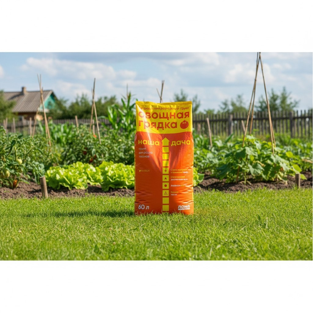 Грунт плодородный Лама Торф Наша Дача Овощная грядка, для роста газонов, 60 л