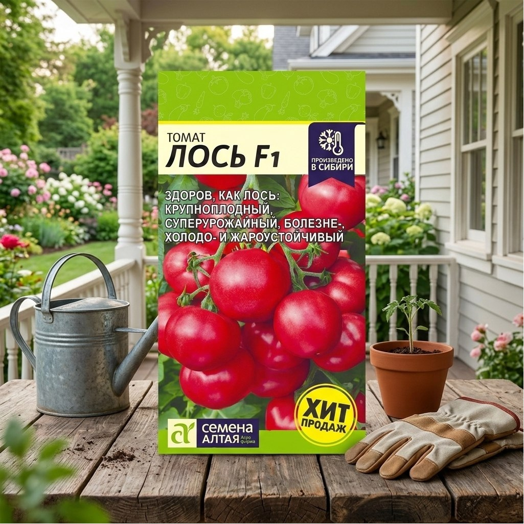 Томат крупноплодный Семена Алтая Лось F1, гибрид, суперурожайный, болезне-, холодо- и жароустойчивый