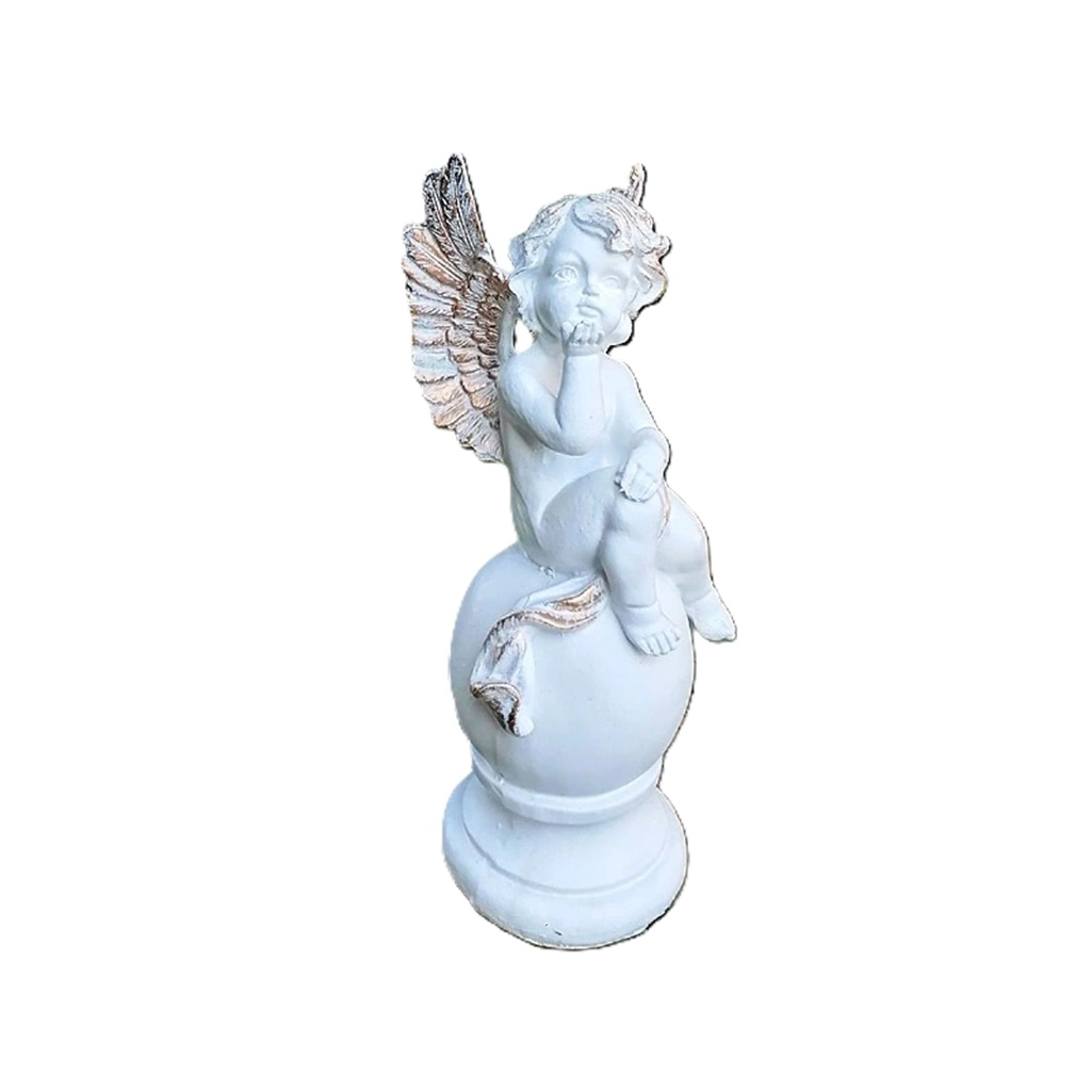 Фигура садовая декоративная Ангел-мальчик на шаре FG-12464, полистоун, 33 см