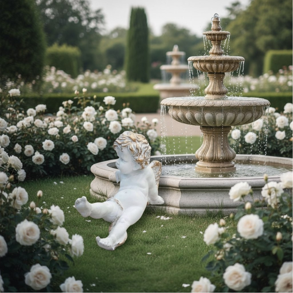 Фигура Ангел лежит FG-131363, бетон, для украшения дачной территории