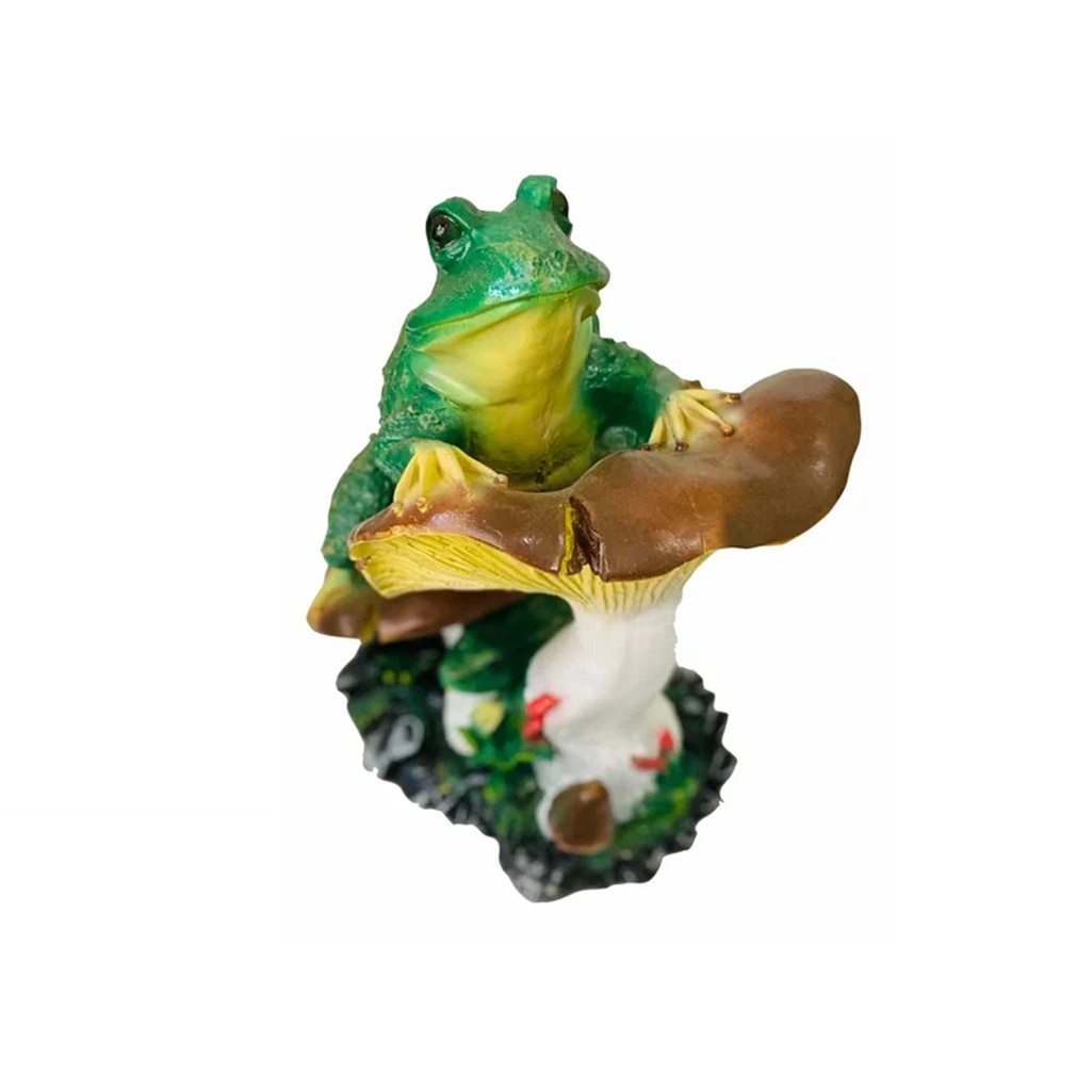 Фигура садовая декоративная Гриб с лягушкой FG-12006-1, полистоун, 36 см