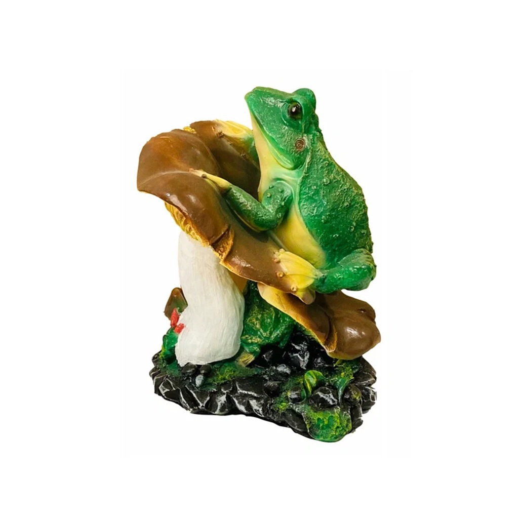 Фигура садовая декоративная Гриб с лягушкой FG-12006-1, полистоун, 36 см