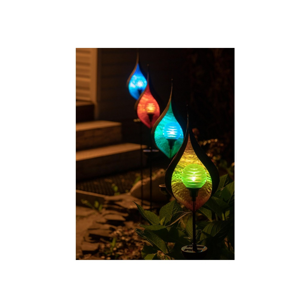 Фонарь садовый Чудесный Сад 654-G Бутон, зеленый, вращающийся, светодиодный, RGB, на солнечной батарее