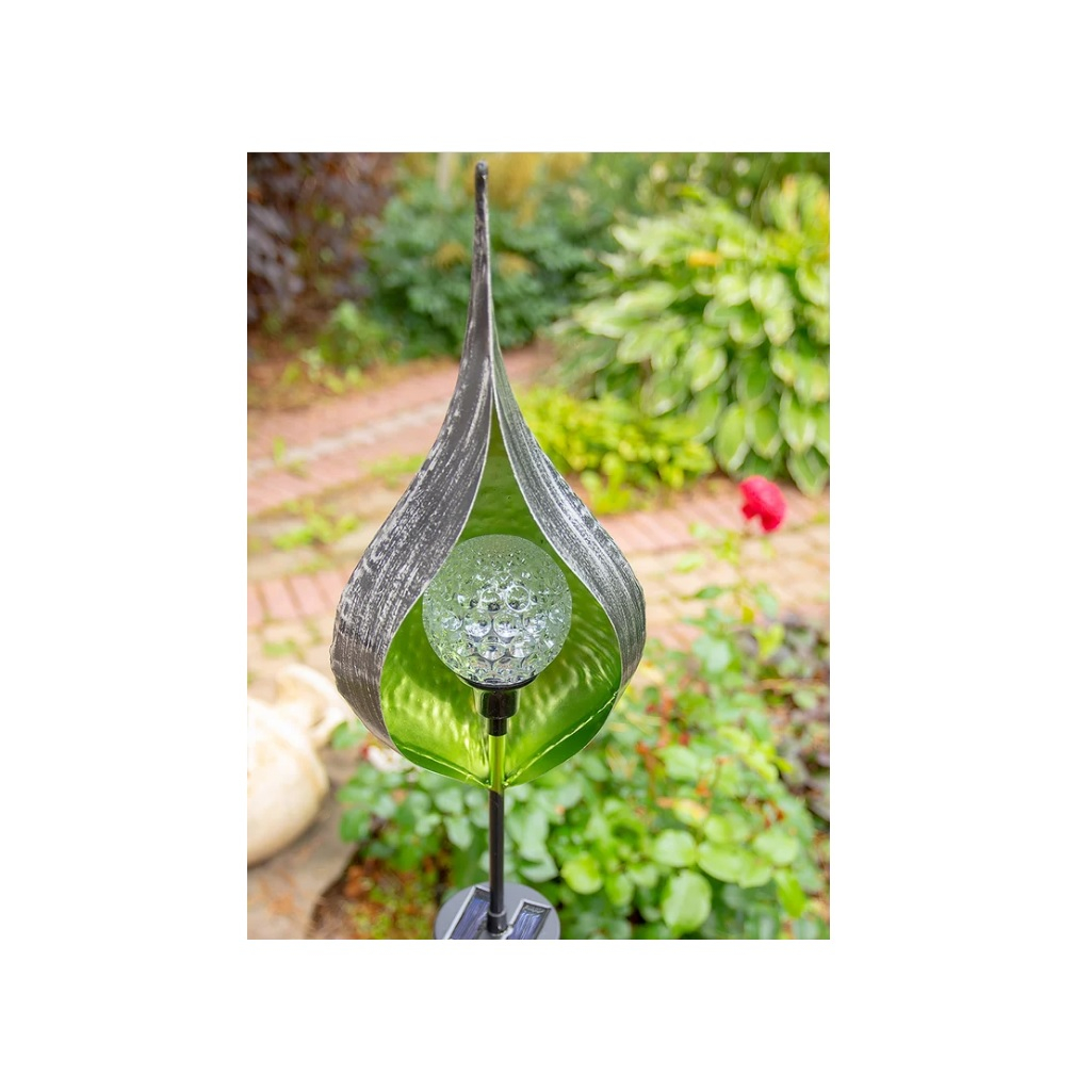 Фонарь садовый Чудесный Сад 654-G Бутон, зеленый, вращающийся, светодиодный, RGB, на солнечной батарее