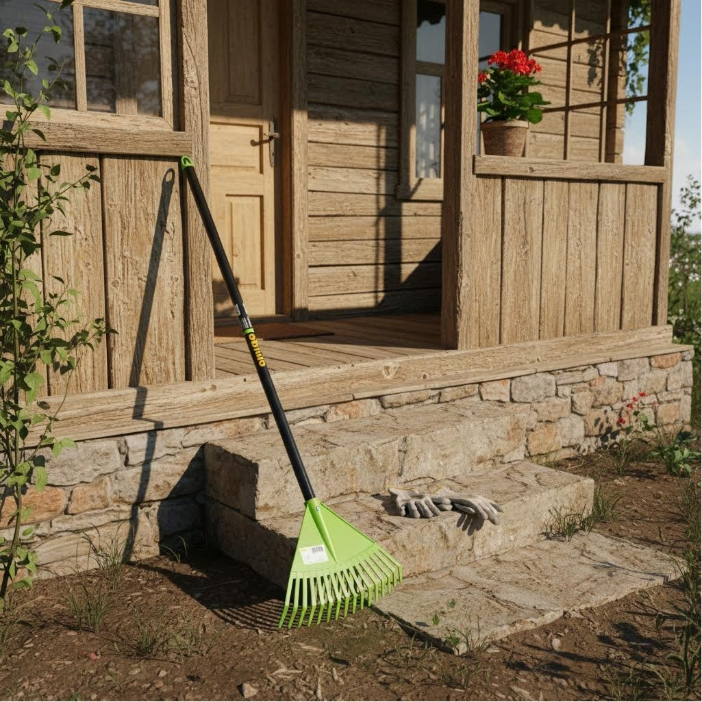 Грабли Amigo 77160, с черенком, мини, пластиковые, 5 зубьев, 16х55 см