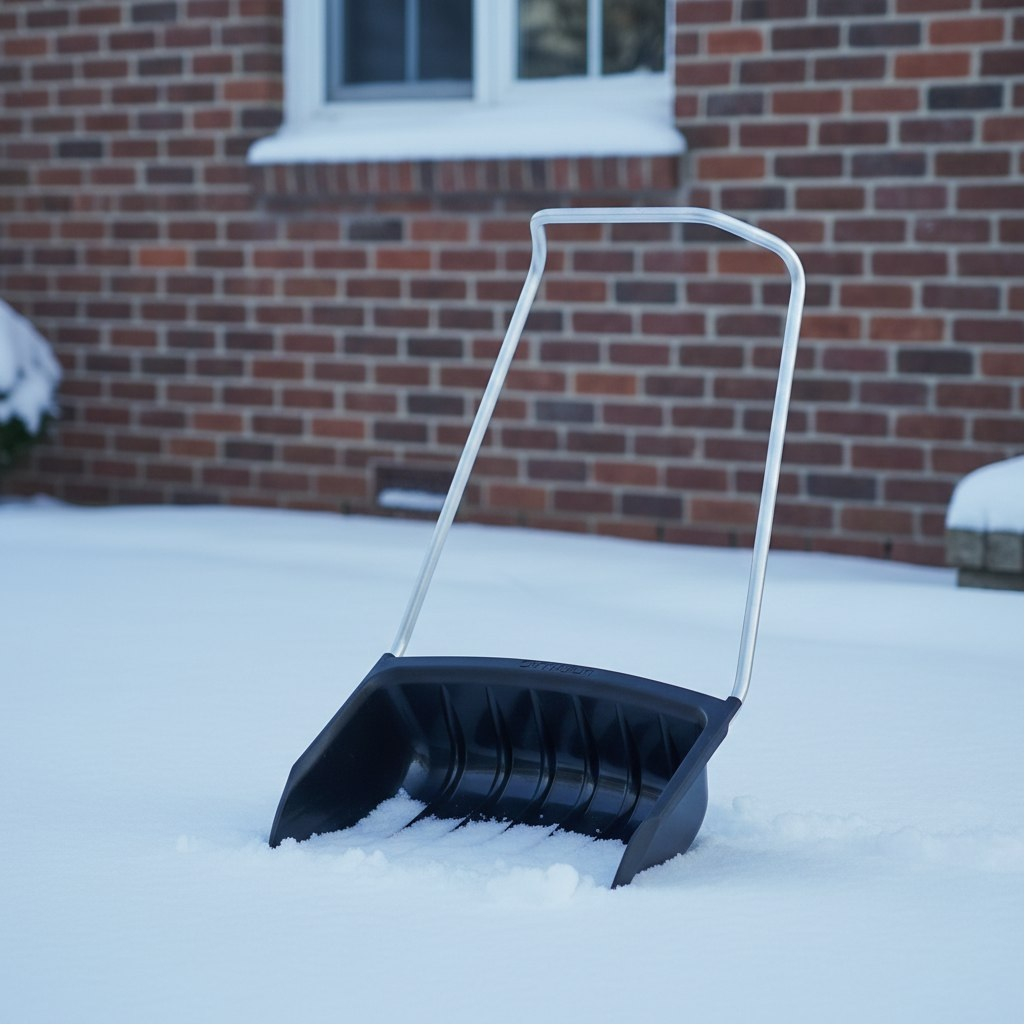 Лопата для снега Plantic Snow 12007-01 выпуклая форма ковша, алюминиевый черенок, полипропилен