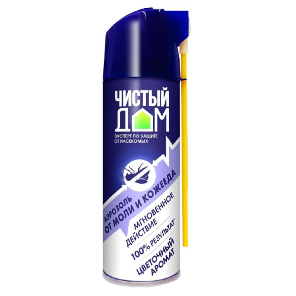 Средство от моли Чистый дом, аэрозоль с двойным распылением, 150 мл