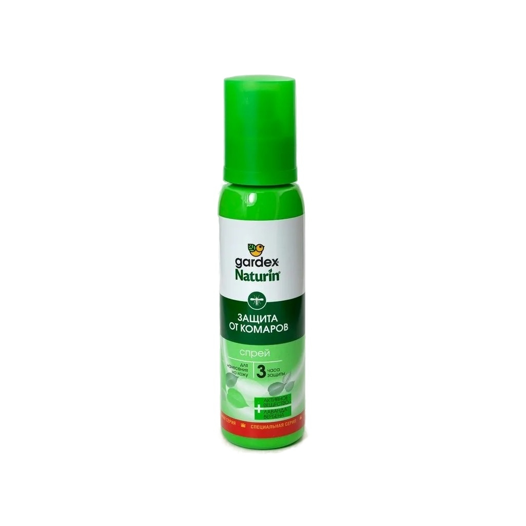 Спрей от комаров Gardex Naturin N012, для нанесения на кожу, 3 часа защиты, лаванда и вербена, 125 мл