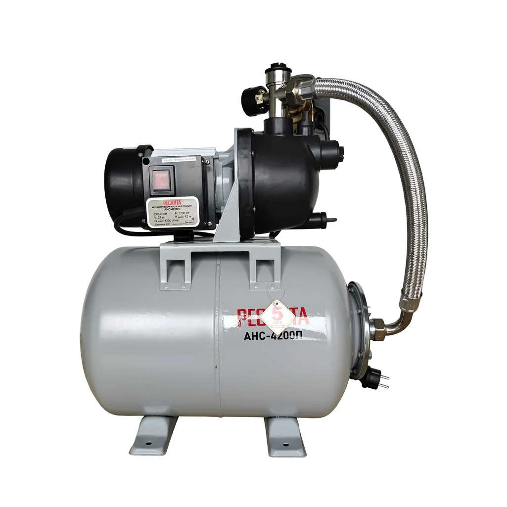 Станция насосная Ресанта АНС-4200П, 77/1/4, для чистой воды, 1200 Вт, напор 42 м, 70 л/мин, автономная