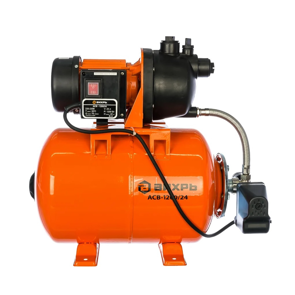 Станция насосная Вихрь АСВ-1200/24, 68/1/2, для чистой воды, 1200 Вт, напор 40 м, 70 л/мин, автономная