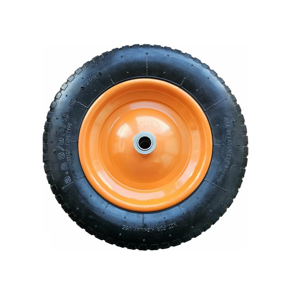 Колесо полиуретановое с подшипником 3.25х8 дюймов, втулка 20 мм, оранжевое