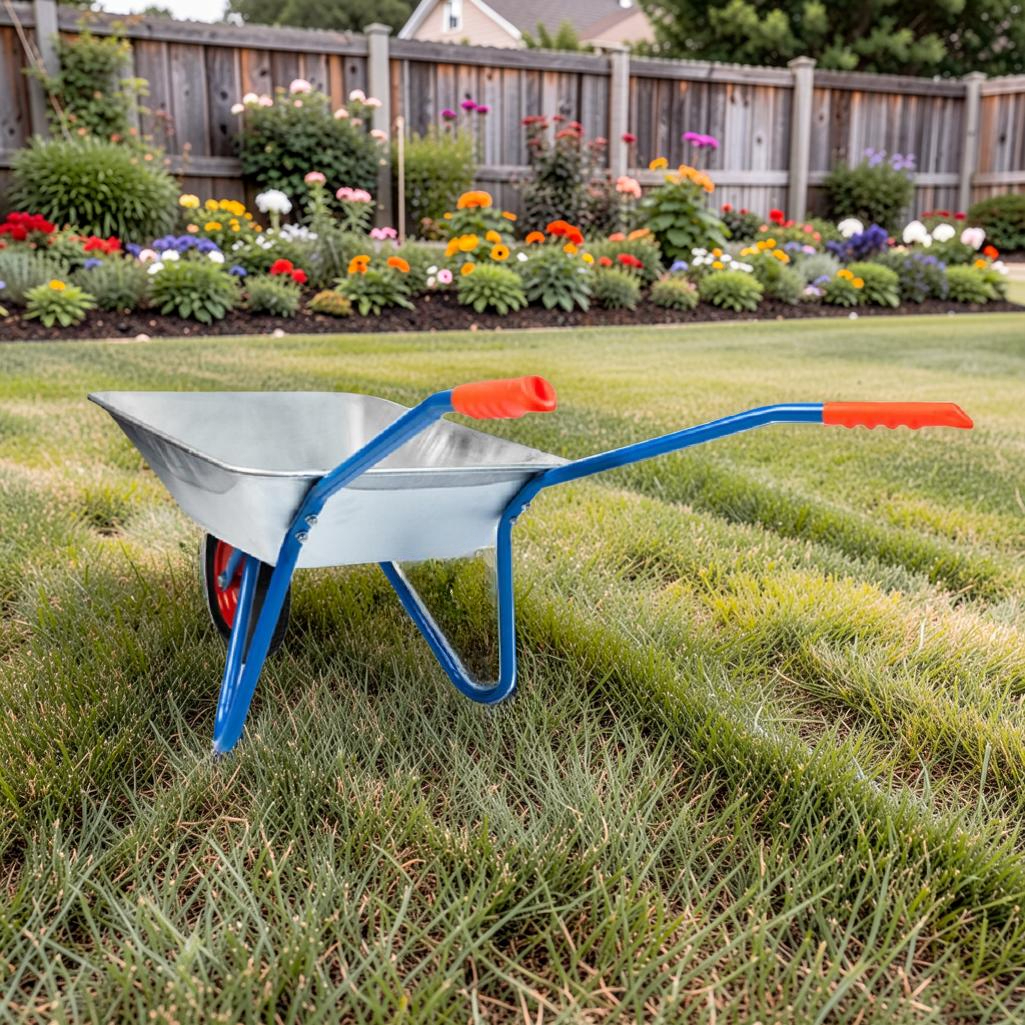 Тачка садовая Мастер, металл, 1 колесо, объем 75 л, до 70 кг, оцинкованная