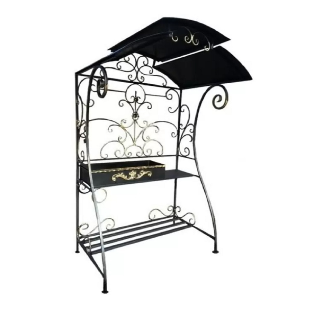 Мангал стальной Вегас, с дровницей и подвесом для казана, 1050х1500х2200 мм