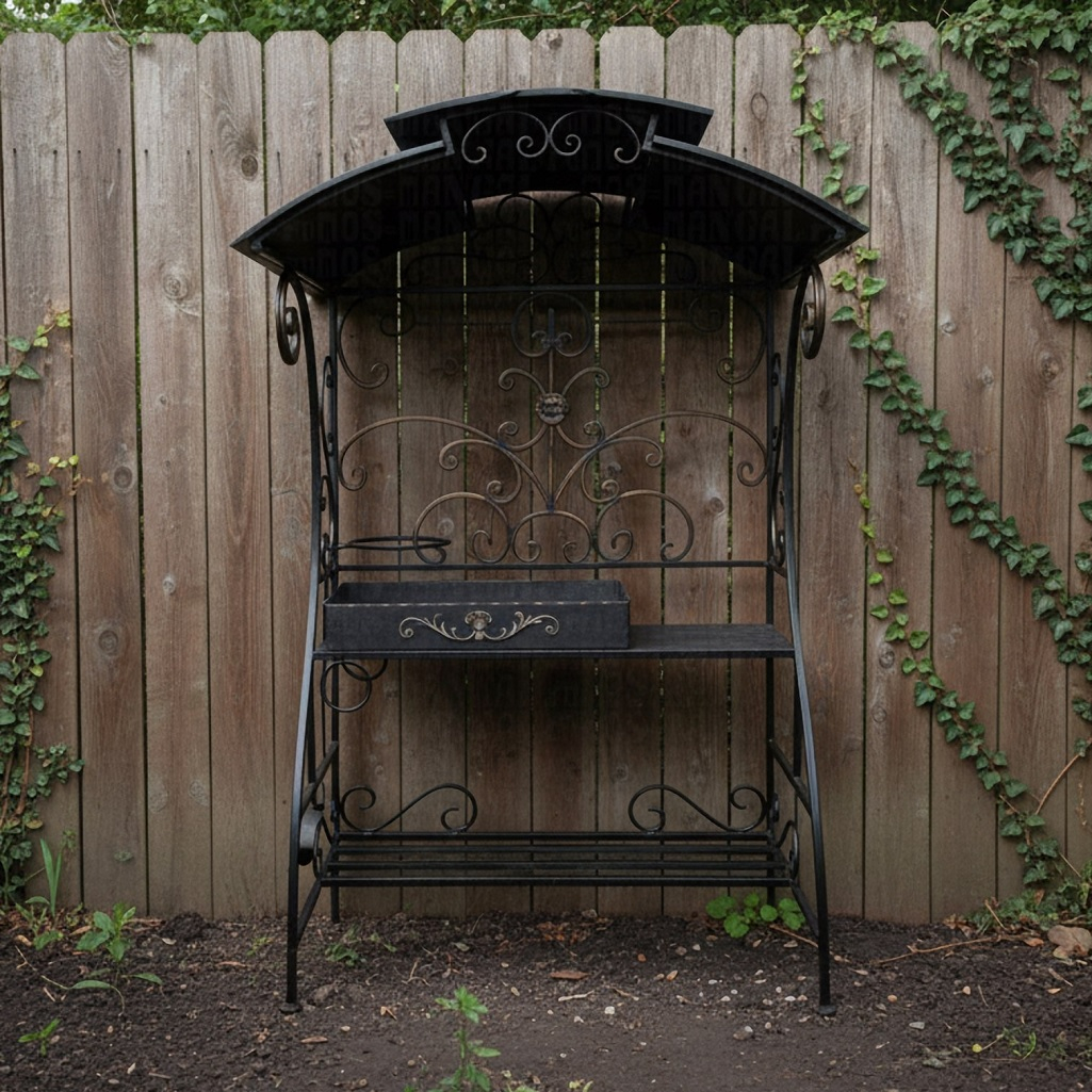 Мангал стальной Вегас, с дровницей и подвесом для казана, 1050х1500х2200 мм