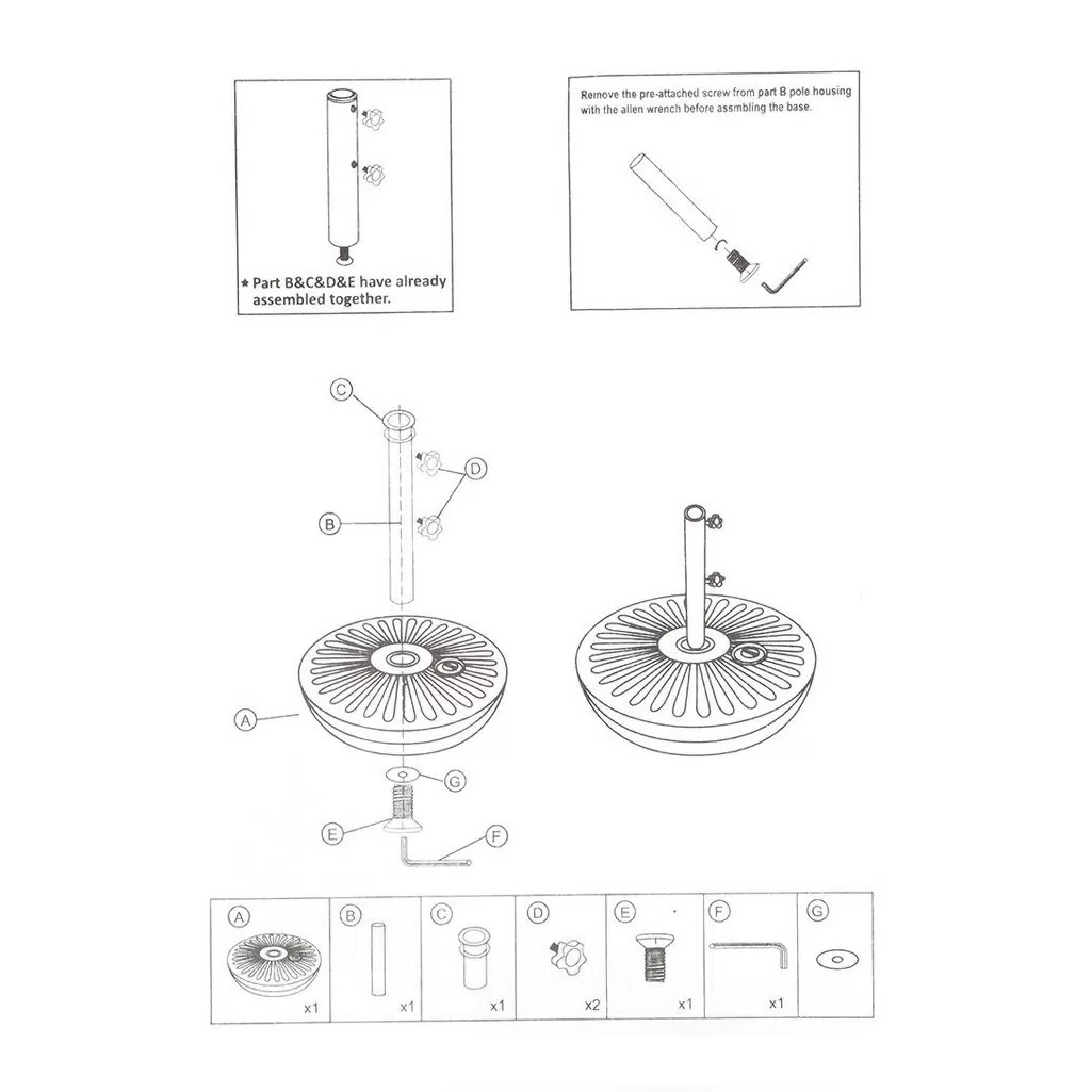Зонт садовый C080017, 2700х2700 мм, с подставкой 120х510х510 мм, цвет бежевый, полиэстер, металл