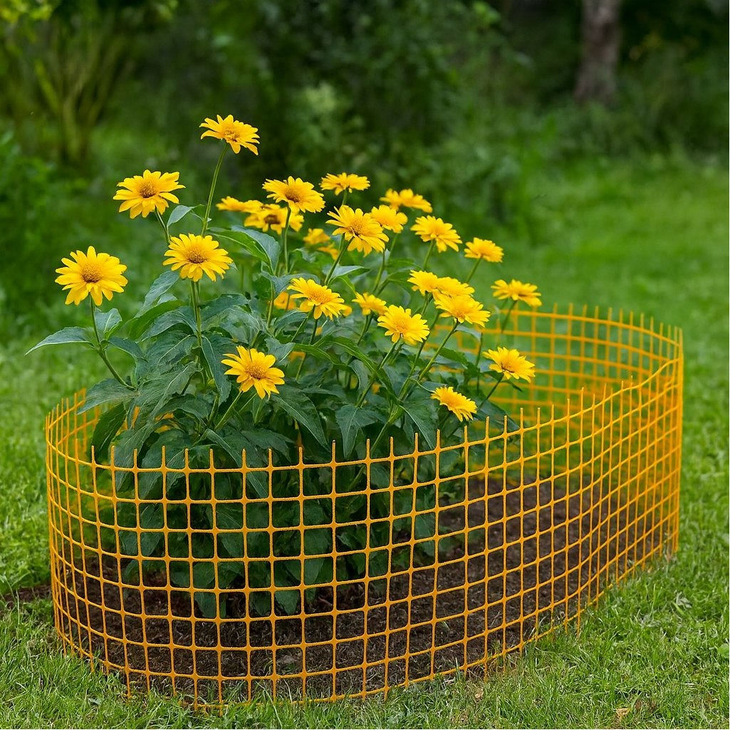 Решетка садовая Эконом, 1х20 м, ячейка 15х15 мм, полипропилен, желтая, 1 м.п.