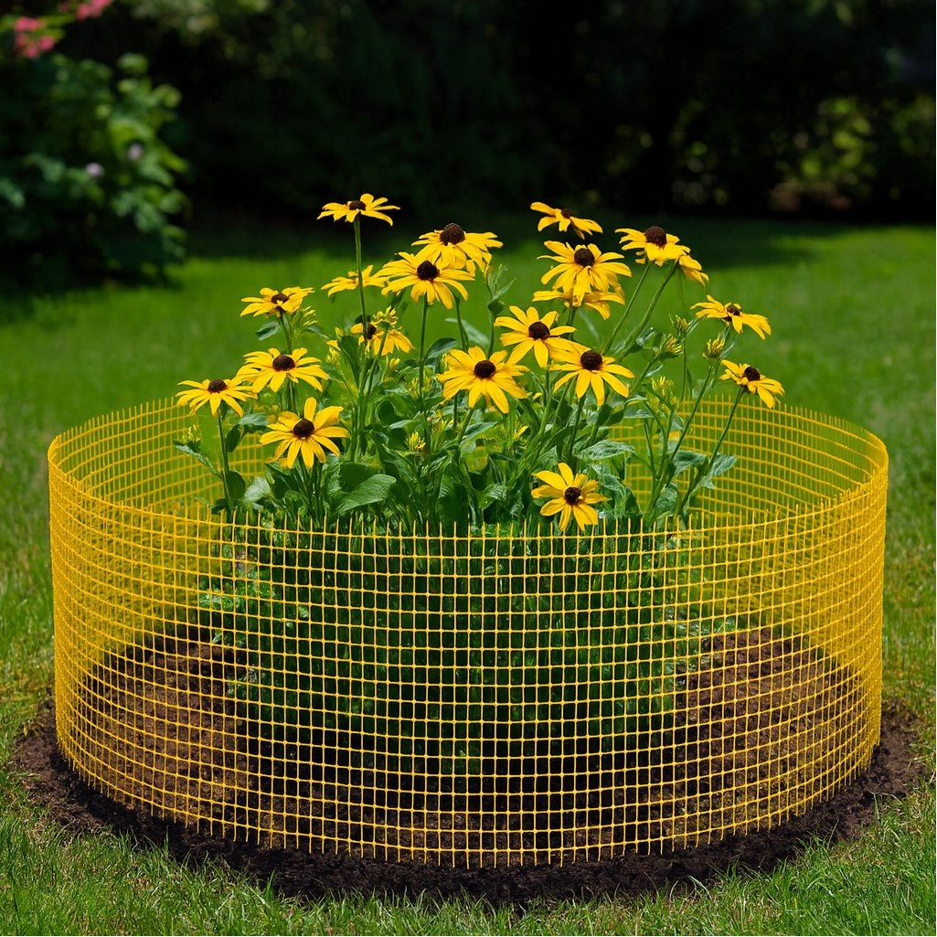 Решетка садовая Эконом, 1х20 м, ячейка 15х15 мм, полипропилен, желтая, 1 м.п.