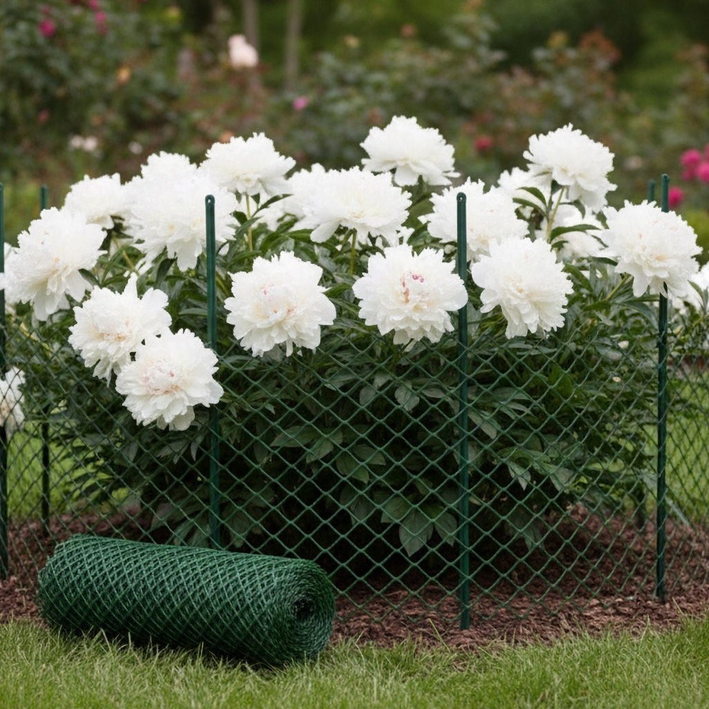 Решетка садовая 00-00000414, ячейка 50х50 мм, заборная, пластик, зеленая, 1 м.п.