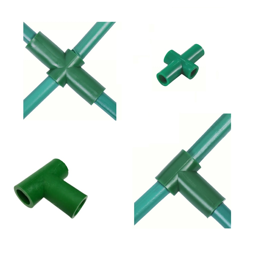 Комплект для сборки и усиления Парника 41627, 15 штук трубок, 6 штук тройников, 12 штук крестовин, пластик, зеленый 